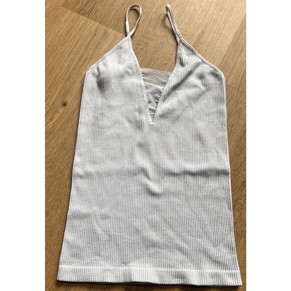 Free People Intimately  White V Neck Ribbed Tank Top Size XS/S - Picture 1 of 5